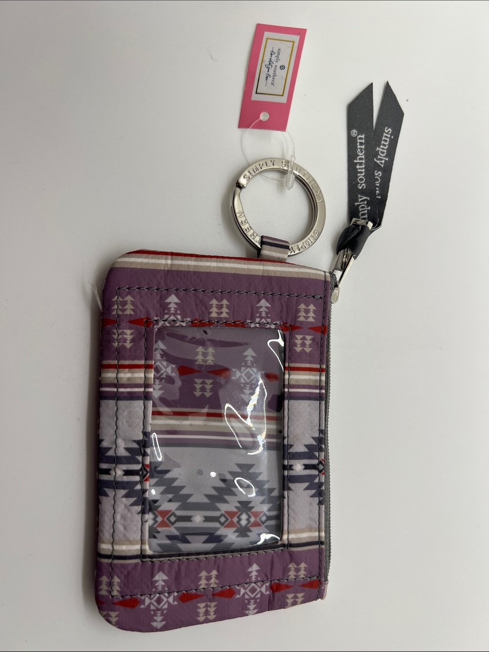 Simply Southern Purple Aztec Pattern ID Wallet Keychain